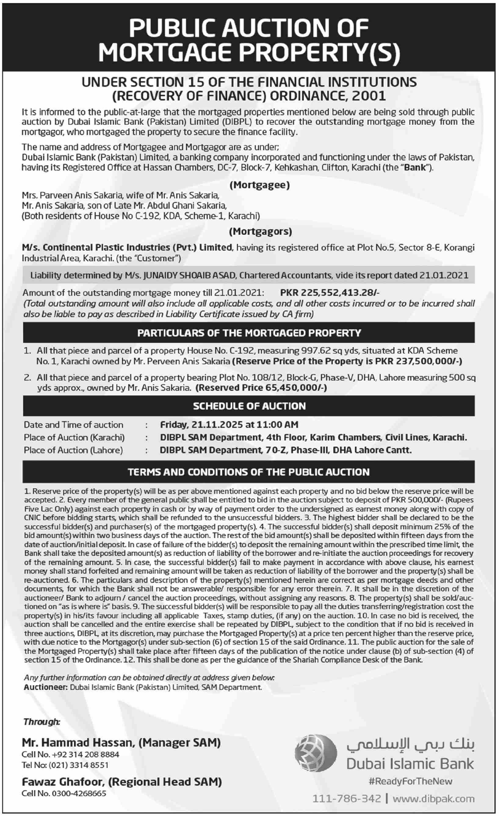 Dubai Islamic Bank Tender Notice